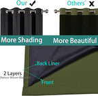 Yakamok Green 100% Blackout Curtains, Total Blackout Lined Curtain Panels - Image 4