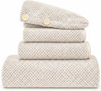 Pink Towels 4 Piece Pink Towel Set, 35x70 in Extra Large Bath Towel Hand Towels Hair Towels Washcloths - Highly Absorbent Quick Dry, Soft Towel Set for Bathroom, Pack of 4