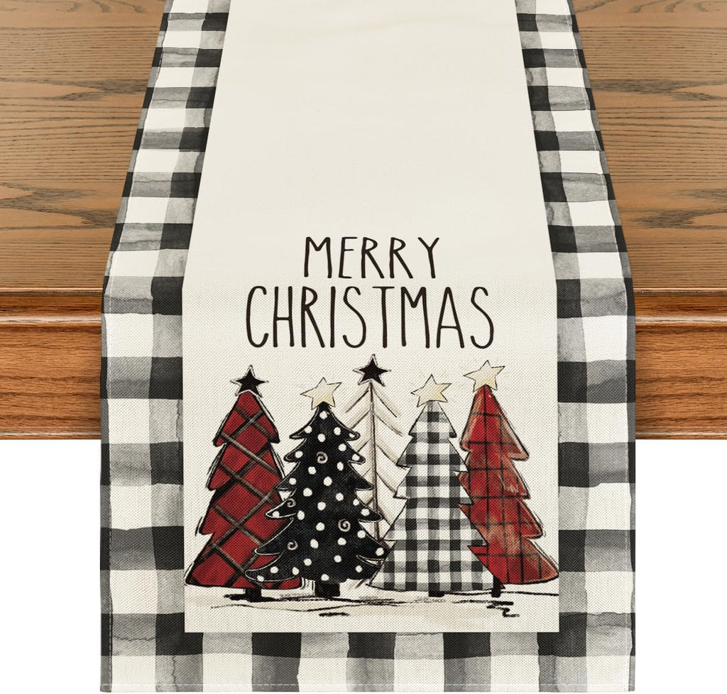 Artoid Mode Buffalo Plaid Xmas Table Runner Home Party Decor 13x108 Inch