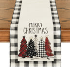 Artoid Mode Buffalo Plaid Xmas Table Runner Home Party Decor 13x108 Inch