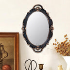 YCHMIR Vintage Mirror Small Wall Mirror Hanging Mirror 14.5 x 10 inchs Oval Brown