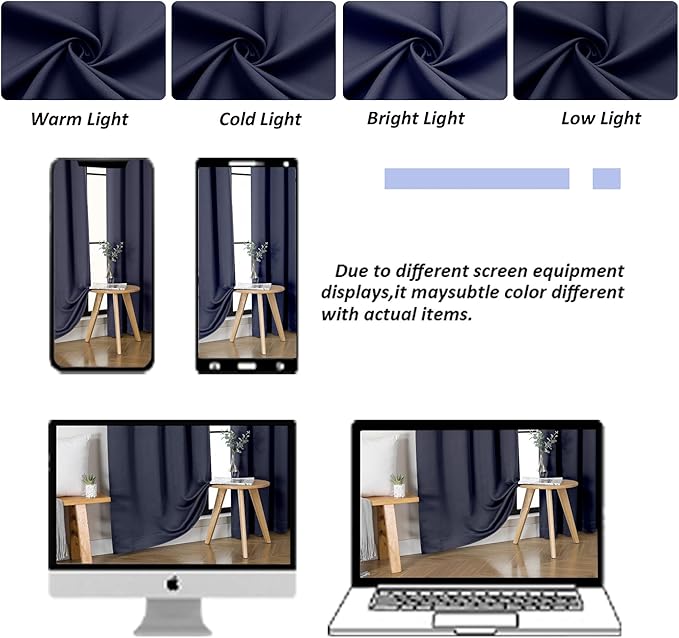 Simplebrand Ava Navy Blue Blackout Curtains - Image 8