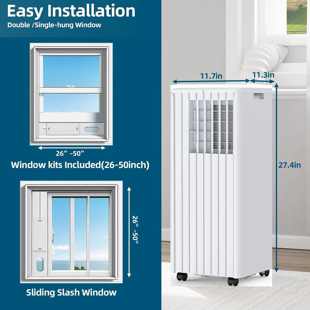 GarveeTech 8000 BTU Portable Air Conditioner, 3 in-1 Free Standing Cooling Portable AC Unit with Cool/Dry/Fan Mode, with Remote Control, Cools Up to 350 Sq.Ft with Sleep Mode,2 Fan Speed for Home