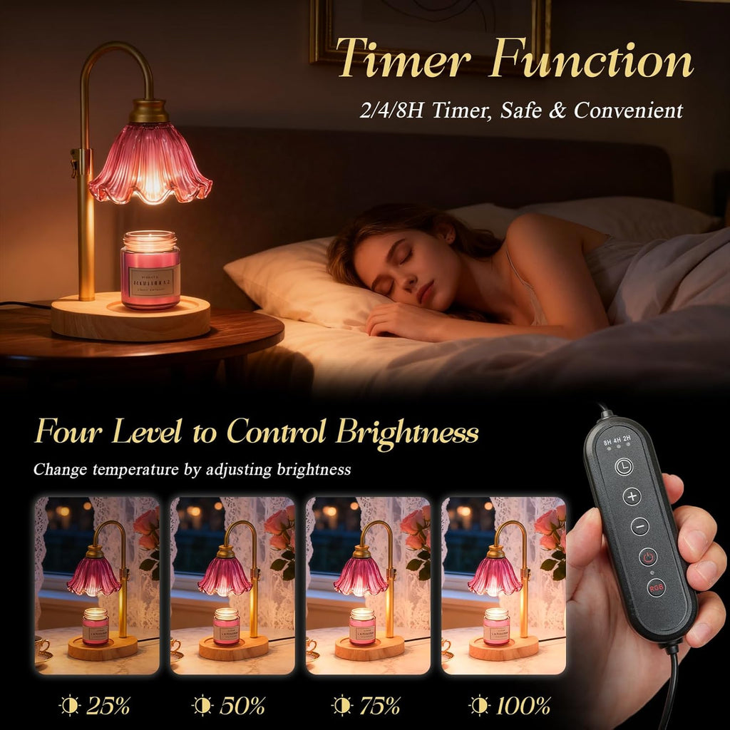 Flower Candle Warmer Lamp with Timer & 4-Level Dimmer, Adjustable Height