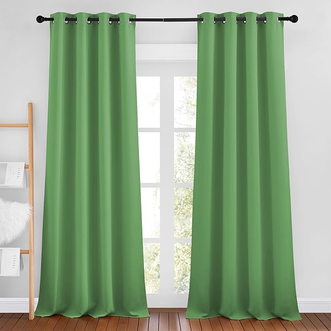 NICETOWN Forest Green Blackout Bedroom Curtains 96 inches Long, Grommet Thermal by NICETOWN