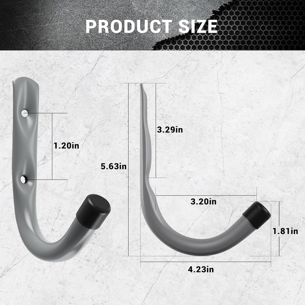 Garage Hooks, 4 Inch Heavy Duty Steel J Hooks for Wall, 12 Pack, Gray