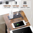 LOAKEKEL Narrow End Tables Living Room Set of 2 with Charging Station