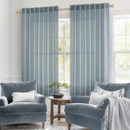 MIULEE Dusty Blue Linen Curtains 54 Inch Length 2 Panels - Image 2