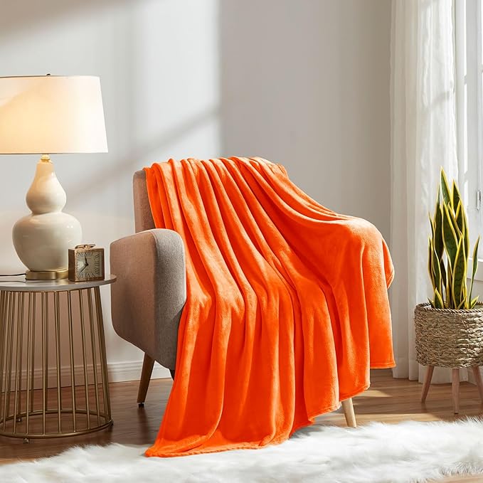 KMUSET Fall Throw Blanket Orange Fleece Throw 50 X 60 inches - Image 5