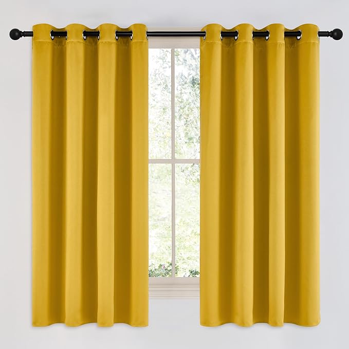 NICETOWN Room Darkening Gold Curtains 63 inch Length 2 Panels by NICETOWN