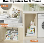 REALINN Under Sink Organizer, L-Shaped 2 Tier Pull Out Cabinet Organizer