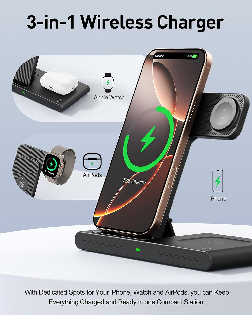 2026 Travel Portable Wireless Fast Charging Station for Apple