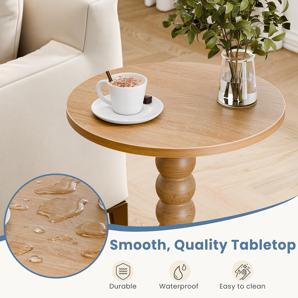 DUMOS Round Side Table, End Table, Nightstand for Bedroom Living Room