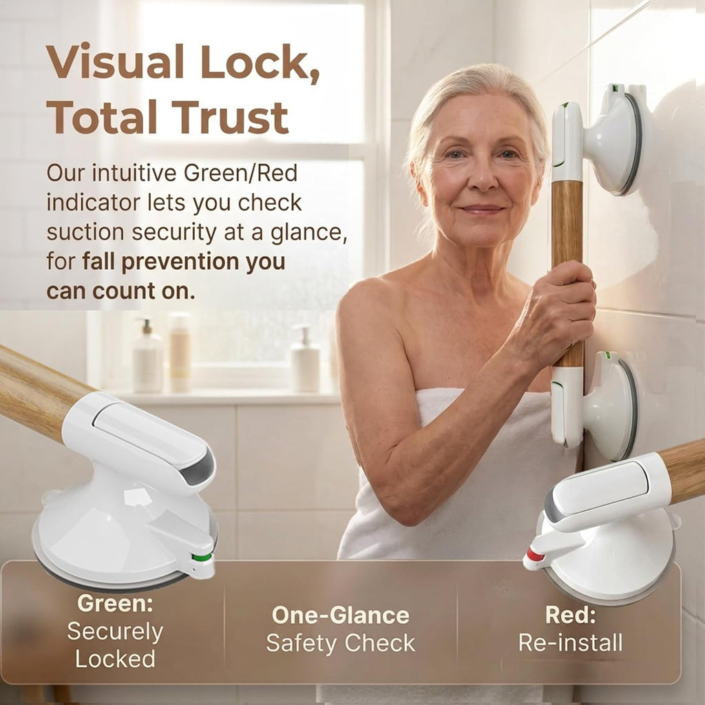 2 Pack Grab Bars For Shower, 15'' Suction Cup Shower Handle for Seniors