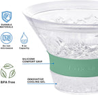luxail Martini Glasses, Plastic Reusable Insulated Freeze Martini Cooling Cups, Gel Chiller, Double Wall Stemless Martini Glasses Set of 2, 9 Oz Capacity, Martini Gifts, 2 Reusable Cocktail Straws