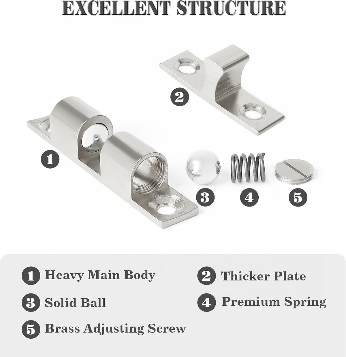 Alise Brass Double Roller Catch Cabinet Latches Door Catch 67mm,4 Pcs