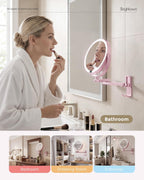 8" Wall Mounted lighted Makeup Mirror,Double Sided 1x/10x Magnifying Mirror