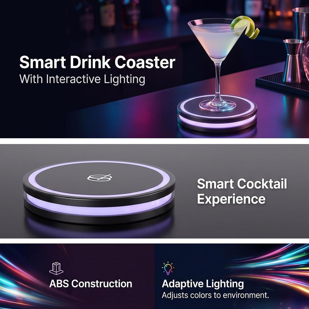 GLOGLOW Drink Mixer Smart Coaster, ABS Material