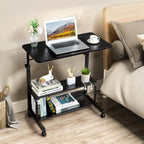 Karl home 31.5" Portable Rolling C-Shaped Computer Desk on Wheels, Black