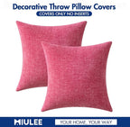 MIULEE Pack of 2 Couch Throw Pillow Covers 18x18 Inch Soft Hot Pink Chenille - Image 6