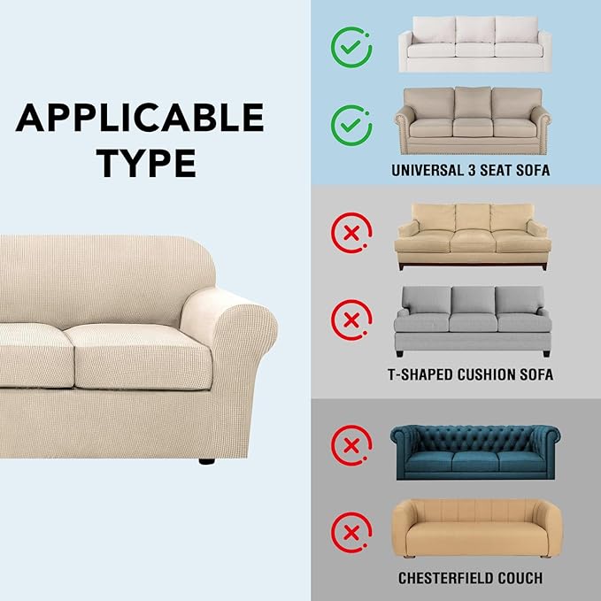 H.VERSAILTEX 4 Piece Stretch Couch Covers - Image 9
