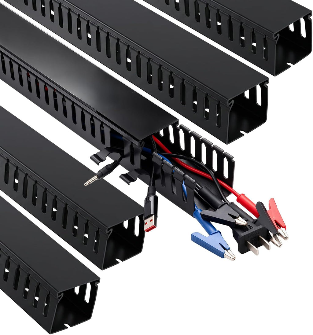 5 Pack 15.7" No-Drill Cable Raceway PVC Cord Cover Set, 1.96" H x 1.93" W