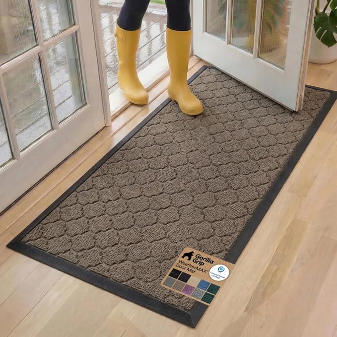 GORILLA GRIP 100% Waterproof All-Season WeatherMAX Doormat, US Designed Natural by GorillaGrip