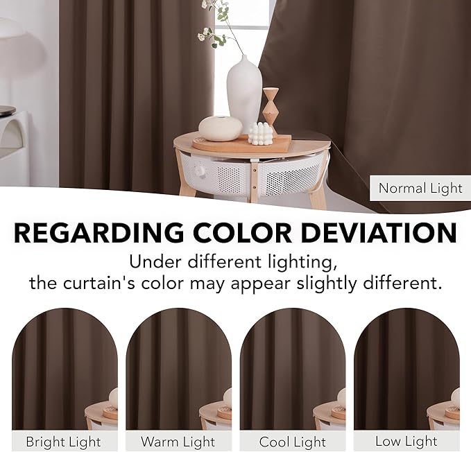 Deconovo Blackout Curtains, Thermal Insulated, W52 x L54 2 Panels, Back Tab - Image 6