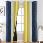 Estelar Textiler Yellow and Navy Blue Ombre Blackout Curtains by ESTELARTEXTILER