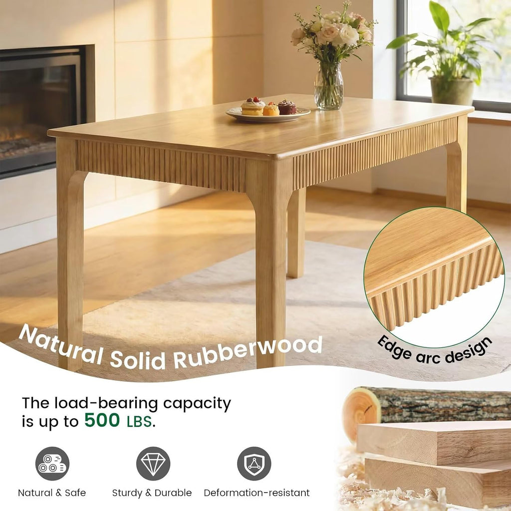 31.5" Solid Wood Dining Room Table,Rectangular Kitchen Real Wooden Table