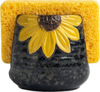 Ceramic Sunflower Dish Sponge Holder For Kitchen Sink Caddy Organizer Decor
