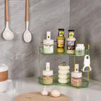 2-Tier Corner Bathroom Organizer Countertop with Hooks, for Makeup, Perfume