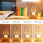 Candeldo Candle Warmer Lamp with Timer, Iridescent Floral Glass Shade