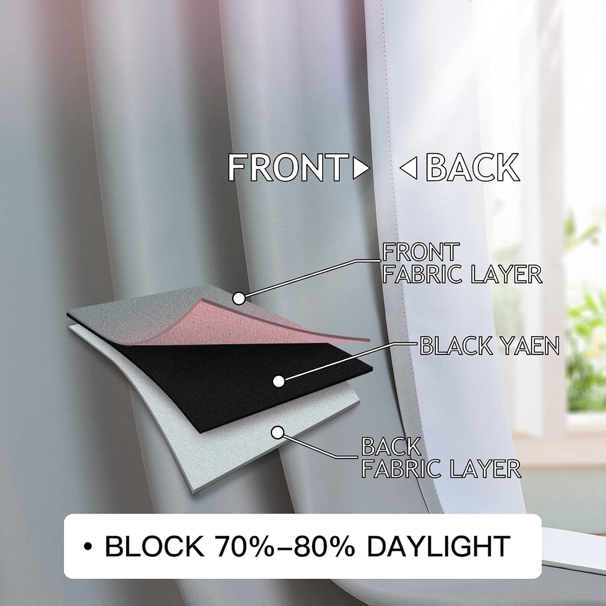 COSVIYA Grommet Ombre Room Darkening Curtains 96 inches Long for Kids/Girls Bedroom, Polyester Light Blocking Pink to Gray Gradient Window Drapes/Curtains for Living Room,2 Panels, 52x96 inches