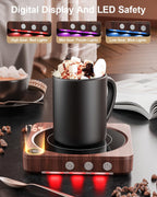 Coffee Mug Warmer for Desk, Candle Warmer Plate, 12H Timer, Wood