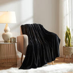 KMUSET Super Soft Throw Blanket Premium Silky Flannel Fleece Throw Size Black - Image 3