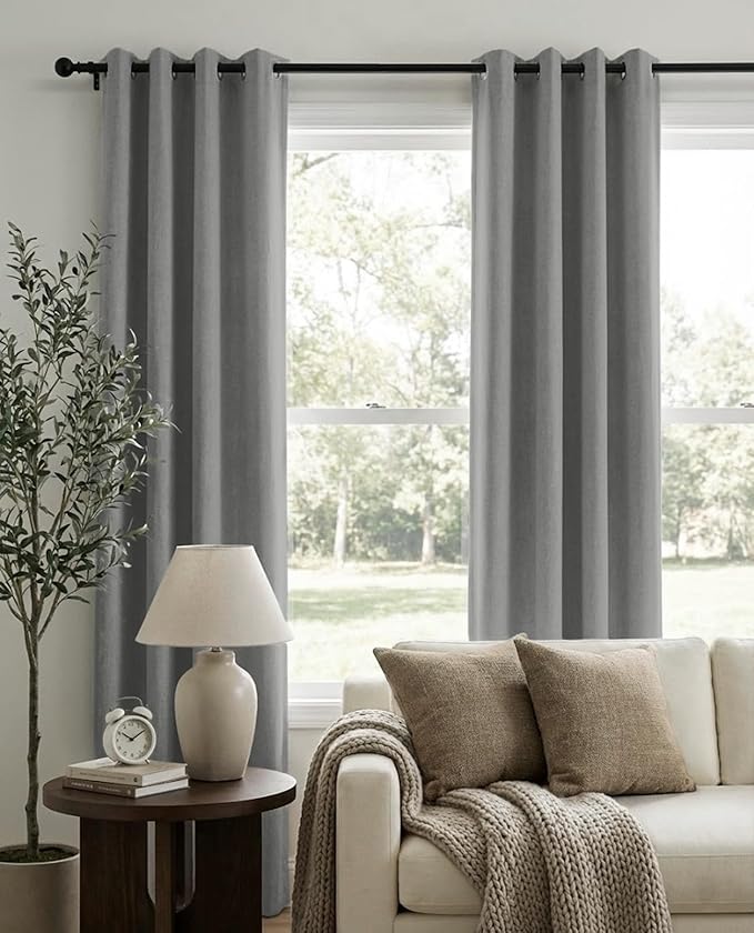 100% Blackout Shield Grey Blackout Curtains - Image 2