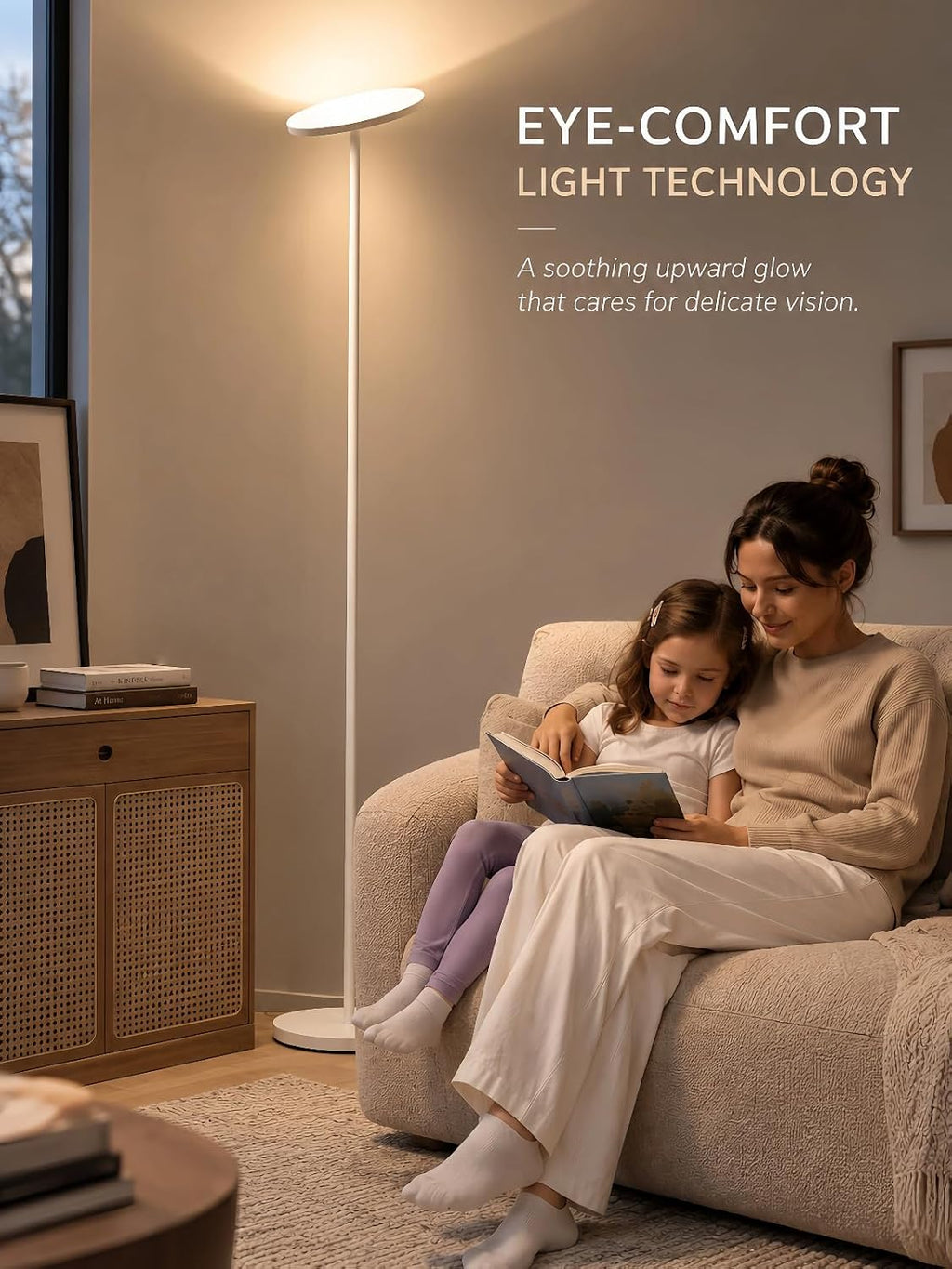 JOOFO LED Floor Lamp for Living Room, Torchiere Lamp with Compact Remote