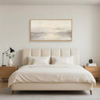 LHIUEM Large Abstract Neutral Beige Pastel Framed Canvas Wall Art,Modern Watercolor Lakes Wall Decor,Nature Mountain Minimalist Artwork for Living Room,Bedroom,Dining Room,Office-20 x40 x1