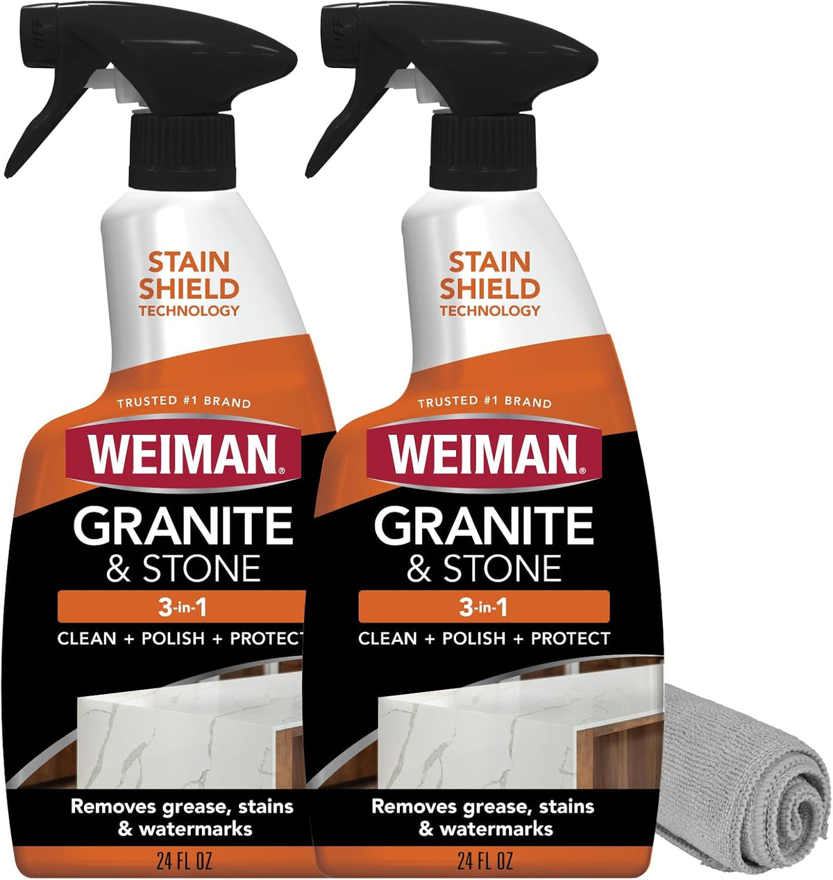 Weiman Granite and Stone Countertop Cleaner, Polisher & Protector, 2 Pack