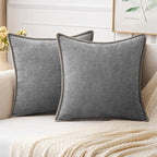 MIULEE Pack of 2 Couch Throw Pillow Covers 24x24 Inch Dark Gray Farmhouse by MIULEE