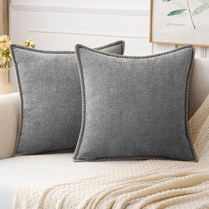 MIULEE Pack of 2 Couch Throw Pillow Covers 18x18 Inch Dark Gray Farmhouse by MIULEE
