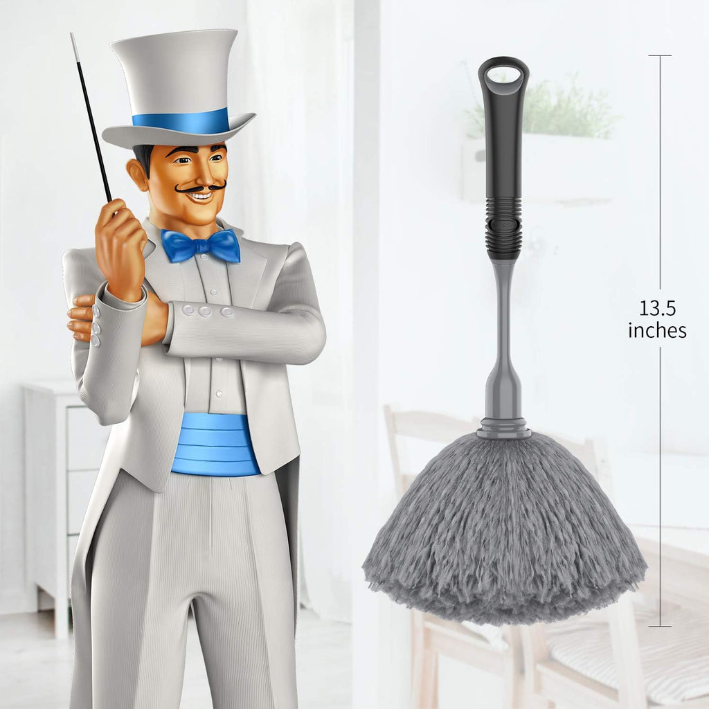 MR.SIGA Microfiber Delicate Duster with Non Slip Handle, Gray & Black