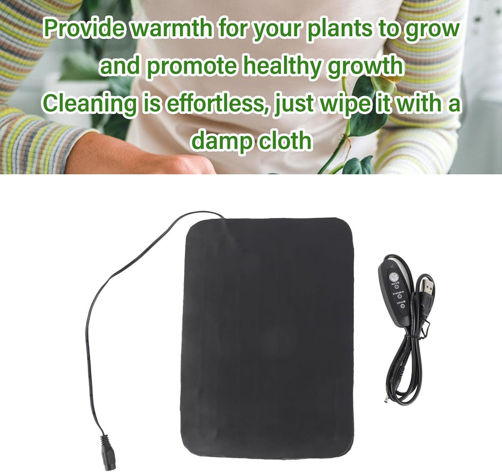 Seedling Heat Mat, Rapid Even Warming Pad with 3 Temperature Settings and USB Power Control for Indoor Gardening Hydroponics PU Surface 15x22 in 1 Pack