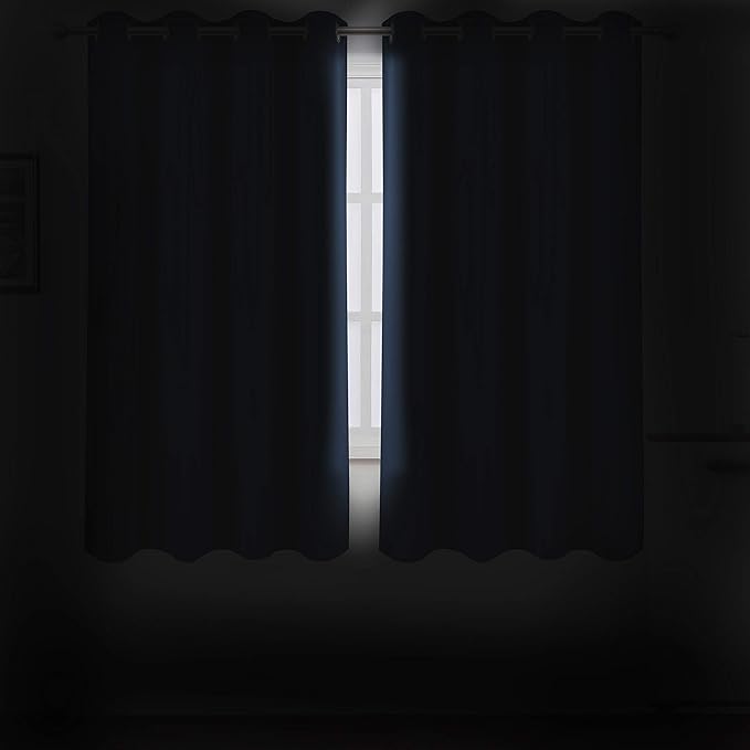LEMOMO Blackout Curtains 52 x 63 inch/Navy Blue Curtains Set of 2 - Image 3