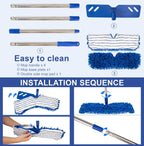 Microfiber Dust Mop for Floor Cleaning - Dual-Sided Washable Pads, Adjustable Stainless Steel Handle (30.7"-56.7") - Wet/Dry Use for Hardwood, Laminate, Tile, Marble Floors with Spin Mop Heads