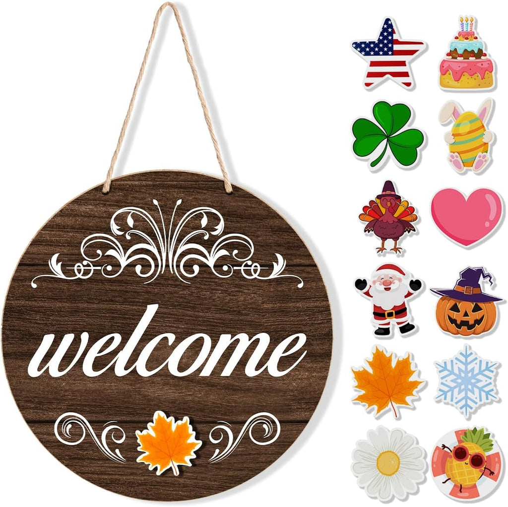 Interchangeable Welcome Sign Fall Halloween Front Door Decor
