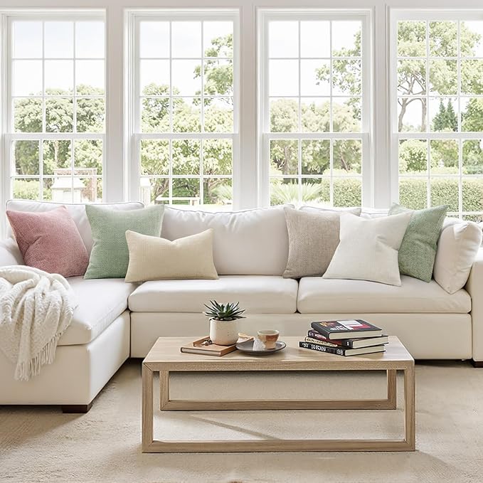 MIULEE Pack of 2 Couch Throw Pillow Covers 20x20 Inch Neutral Cream Modern Boho - Image 2
