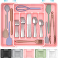 ukeetap Extra Large Expandable Silverware Organizer, Flatware Tray, Pink