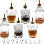 LINALL Bitters Bottle Set - Syrup Bottles with Stainless Steel Pourers, Glass Vintage Bottle,